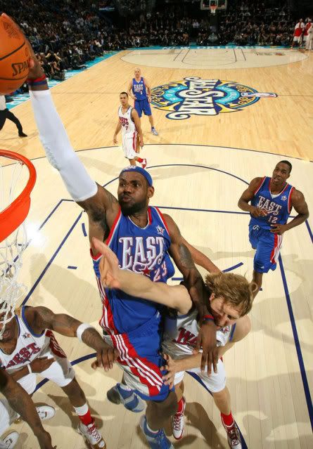 lebron james dunking on people. LeBron James dunks over Bill