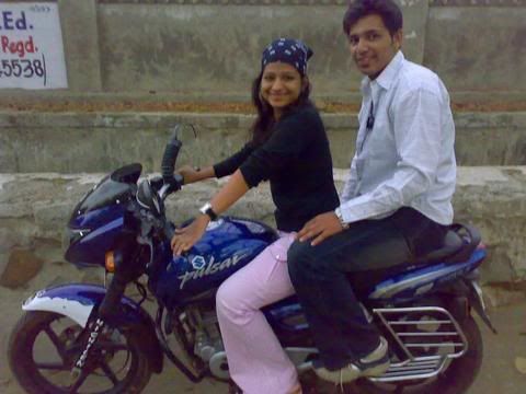 A Prachi taking her boy friend for a ride on his bike