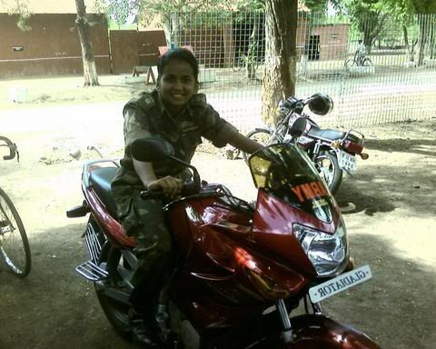 Army women driving her CBZ Bike