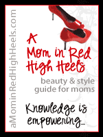 a mom in red high heels
