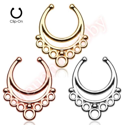 Fancy Non Piercing Clip On Fake Septum Nose Hanger Fake Body Piercing Ring