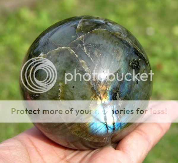    Blue Golden Flash Labradorite Gemstone Sphere(Polished   Rough