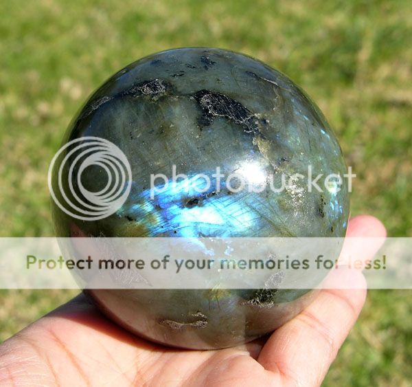 68mm XXL Golden Blue Flash Labradorite Sphere Crystal Ball  