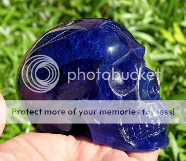 XXXL Deep Blue Cherry Quartz Crystal Skull Healing Skeleton