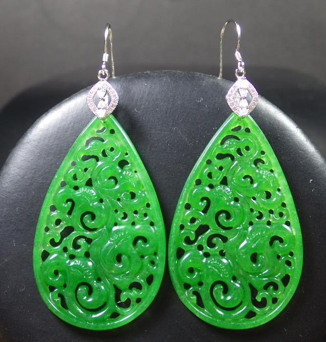 Red 925 Sterling Silver Jade Earring Circle Knotte Diamond Imitation 282112