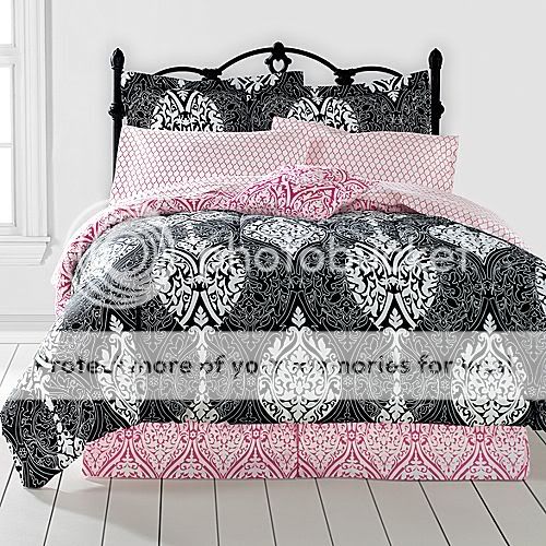   Chic Damask Queen Print Reversible Comforter Bed 12pc Set . Chic