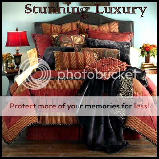   FULL Cardinal Red Black Leopard LUXURY 6pc Comforter Set $400  