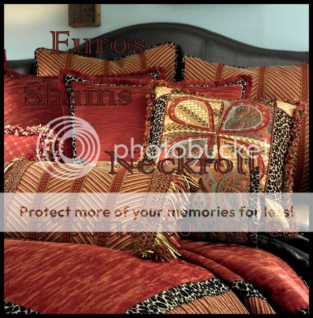 NEW Costa Bravo FULL Cardinal Red Black Leopard LUXURY 6pc Comforter 