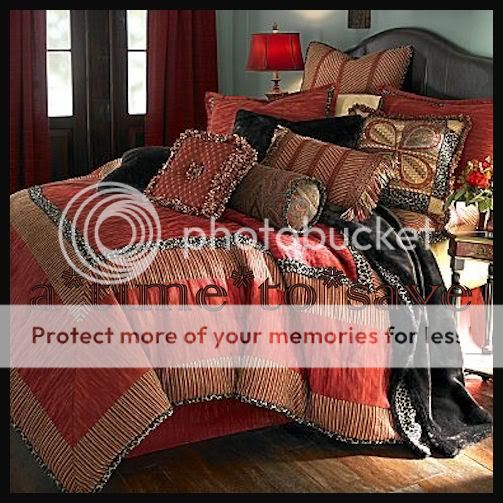   FULL Cardinal Red Black Leopard LUXURY 6pc Comforter Set $400  