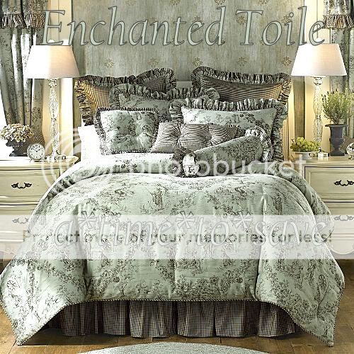 New Enchanted Toile Aqua Queen Comforter 14pc Set $855