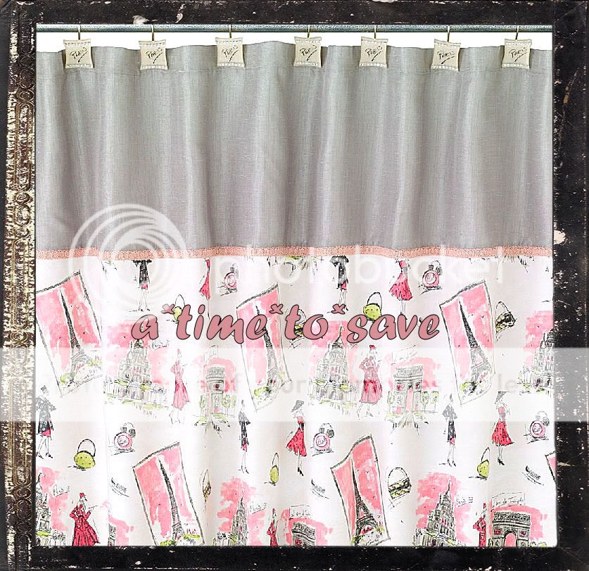 Chic Paris Eiffel Tower Pink Black Shower Curtain Bathroom Set