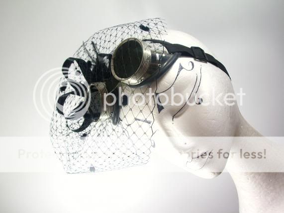 Cyber Schweisserbrille Burlesque Gothic Fascinator Hut